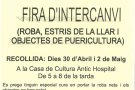 Fira d’intercanvi a Sarral els dies 3, 5, 7, 8, 9 i 10 de maig