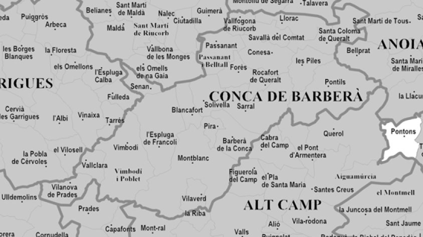 Mapa dels municipis participants de la comarca