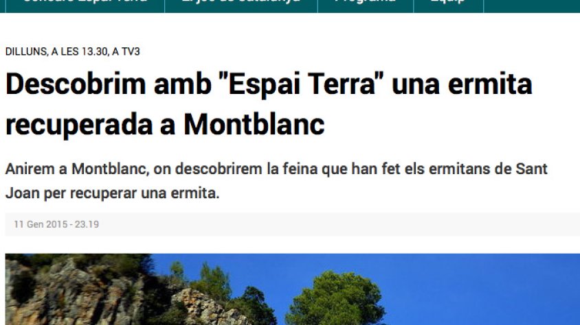 Pàgina web del programa on anuncia el reportatge fet a Montblanc