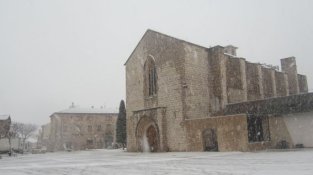 Imatge d'aquest matí a la plaça de Sant Francesc de Montblanc