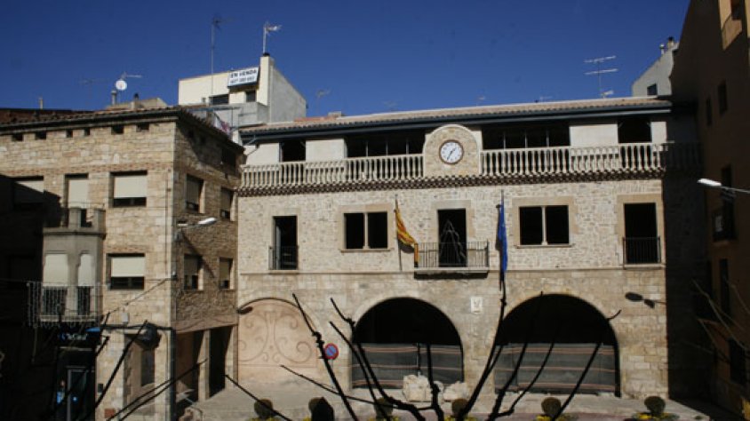 Imatge de les obres a l'Ajuntament de Vimbodí i Poblet