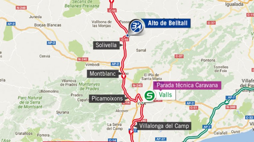 Tram final de l'etapa 4, dimarts 22 d'agost, passant per la Conca de Barberà