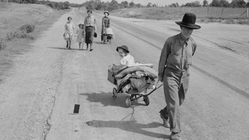 Família de refugiats a la carretera Dorothea Lange, 1936. Cortesia de la Library of Congress