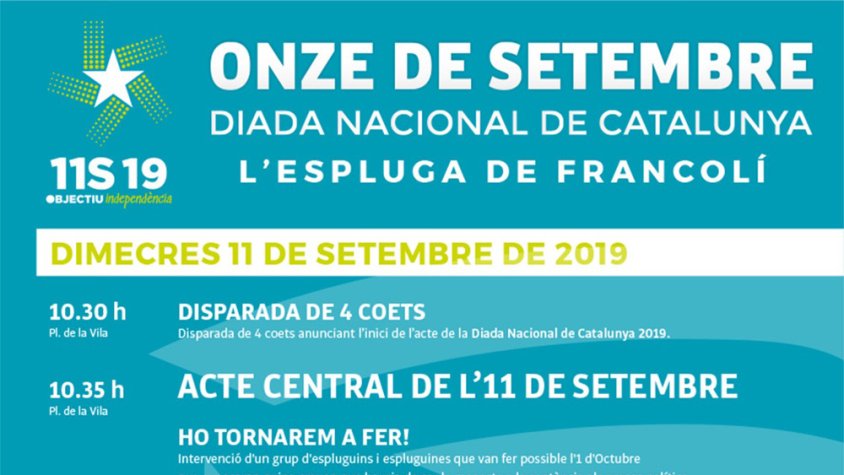L’ANC de l’Espluga , la Comissió de la Caminada de l’11 de setembre i l’Ajuntament de l’Espluga enllesteixen el programa d’actes de la Diada de l’11 de Setembre 2019