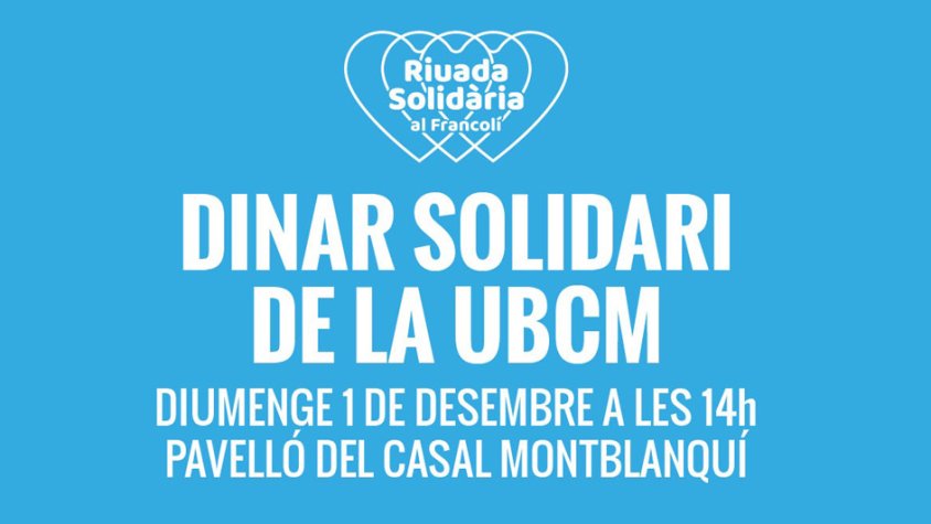 La UBCM organitza un dinar en solidaritat amb els afectats per les riuades del riu Francolí