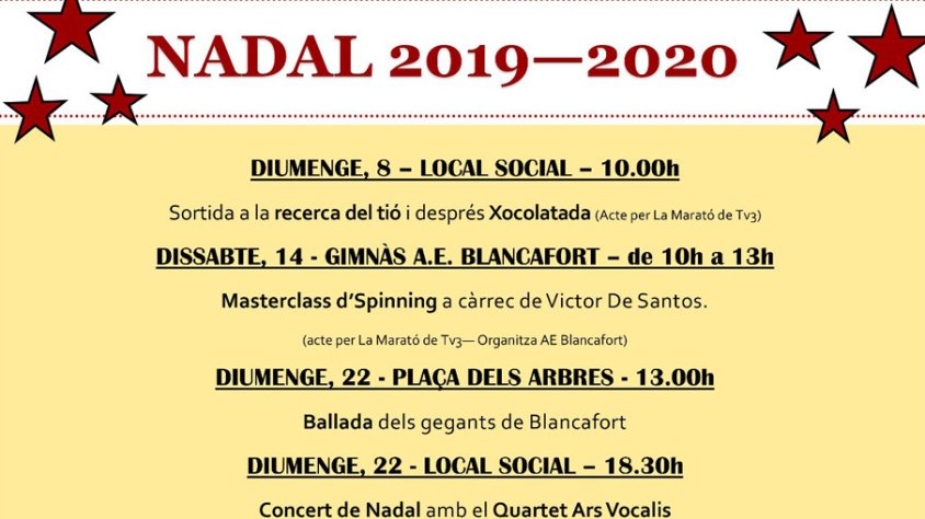 Blancafort continua endavant amb el seu programa nadalenc