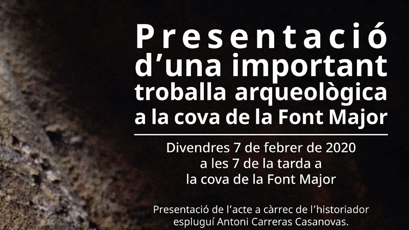 Divendres es presenta una troballa arqueològica de fa 15.000 anys a la Cova de la Font Major de l’Espluga de Francolí 