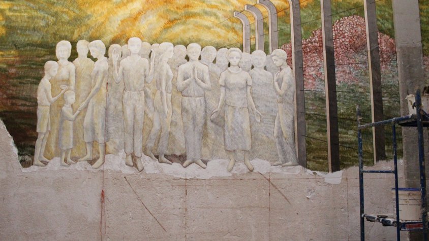 Josep Minguell reivindica la pintura al fresc amb un mural al fresc de 100 m2 a Santa Coloma de Queralt