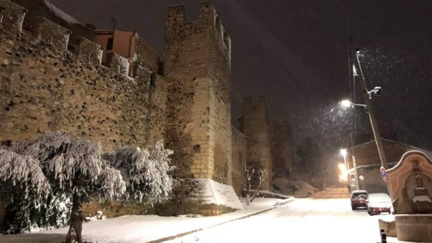 Neu a Montblanc d'aquesta matinada del 9 de gener