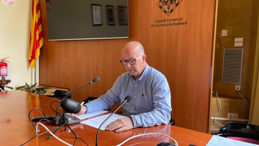 SantI Porta durant la roda de premsa d'avui