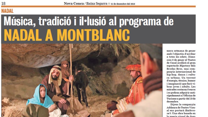Rectificació en relació a la fotografia dels actes de Nadal de Montblanc