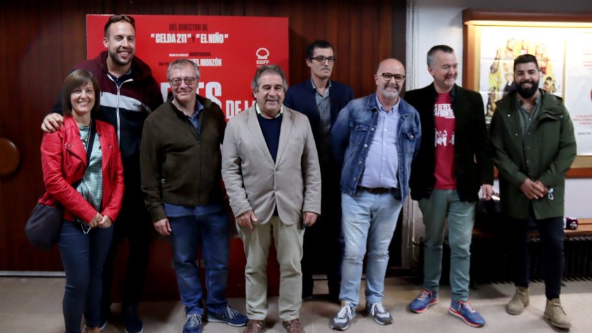 Dia de la projecció del film a Montblanc, amb presència del director