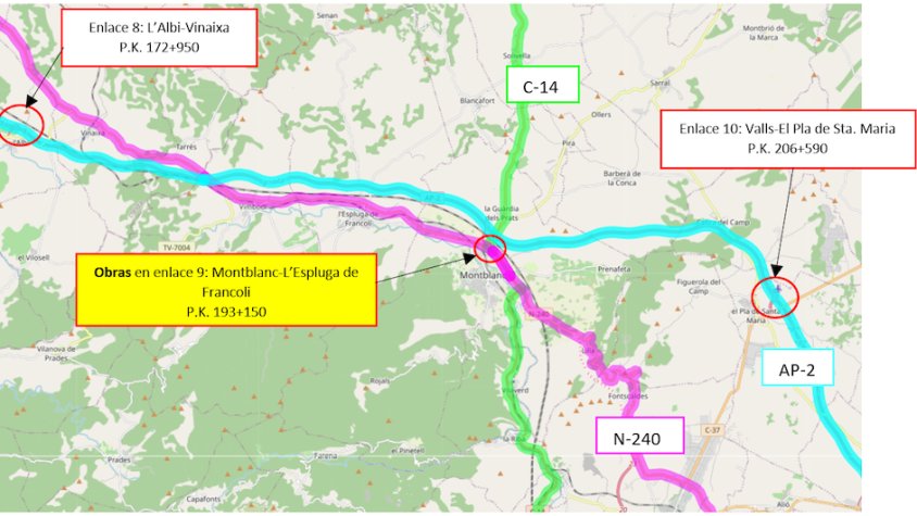 Mapa dels llocs d'afectacions
