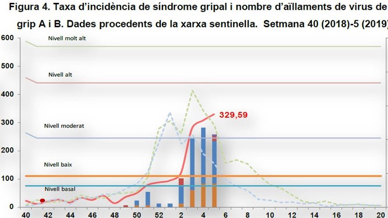 L'epidèmia de grip a Catalunya podria haver arribat al pic epidèmic amb 329 casos per 100.000 habitants
