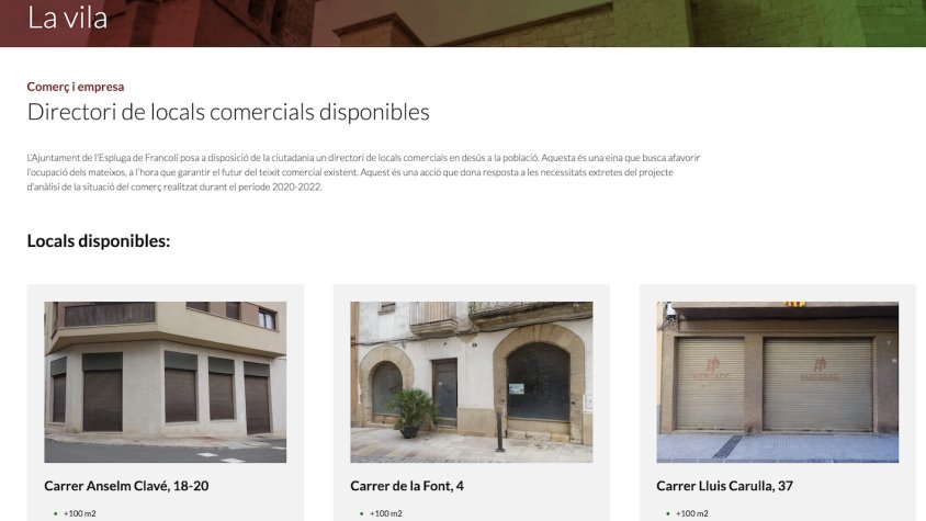 El directori a la web de l'ajuntament de l'Espluga de Francolí, un nou servei per al comerç, les noves empreses i persones emprenedores