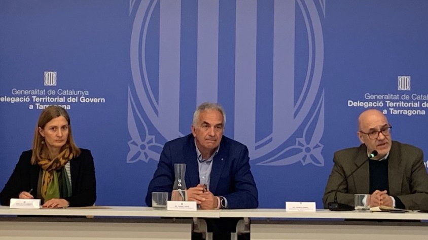 El delegat del Govern a Tarragona, Àngel Xifré, la directora dels Serveis Territorials d’Interior, Eli Llombart,i el director del Servei Català de Trànsit (SCT), Ramon Lamiel.