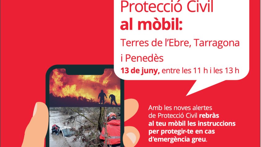 Dimarts torna la prova d'alertes d'emergències als mòbils de Protecció civil