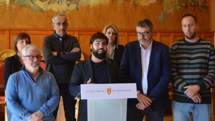Roda de premsa celebrada aquest dilluns a l'ajuntament de Montblanc