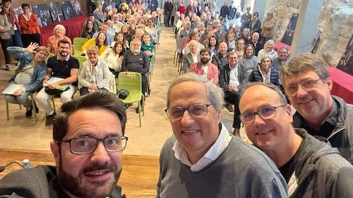 Quim Torra en la presentació del seu nou llibre 'Sant Jordi, heroi i patró de Catalunya' a la Sala de les Corts de Sant Francesc de Montblanc