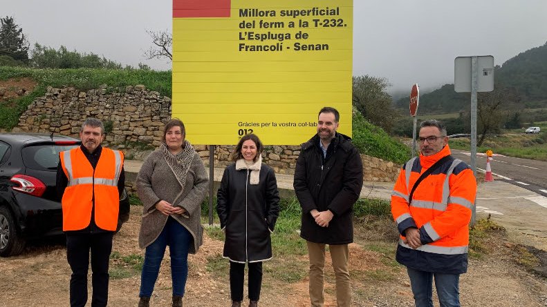 El Govern inverteix 1,4 milions d'euros per millorar la carretera T-232 entre l'Espluga de Francolí i Senan