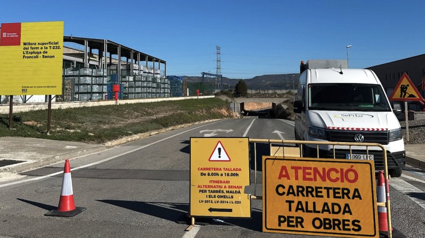 Tall total de la T-232 entre l’Espluga i Senan aquest dimecres per obres d’asfaltatge