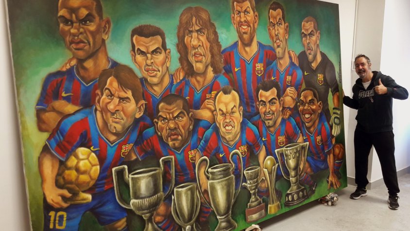 El montblanquí Joan Vizcarra culmina el quadre més gran mai fet sobre el Barça